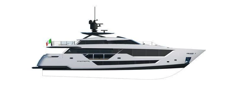 a white and black boat aboard RINO Yacht for Sale