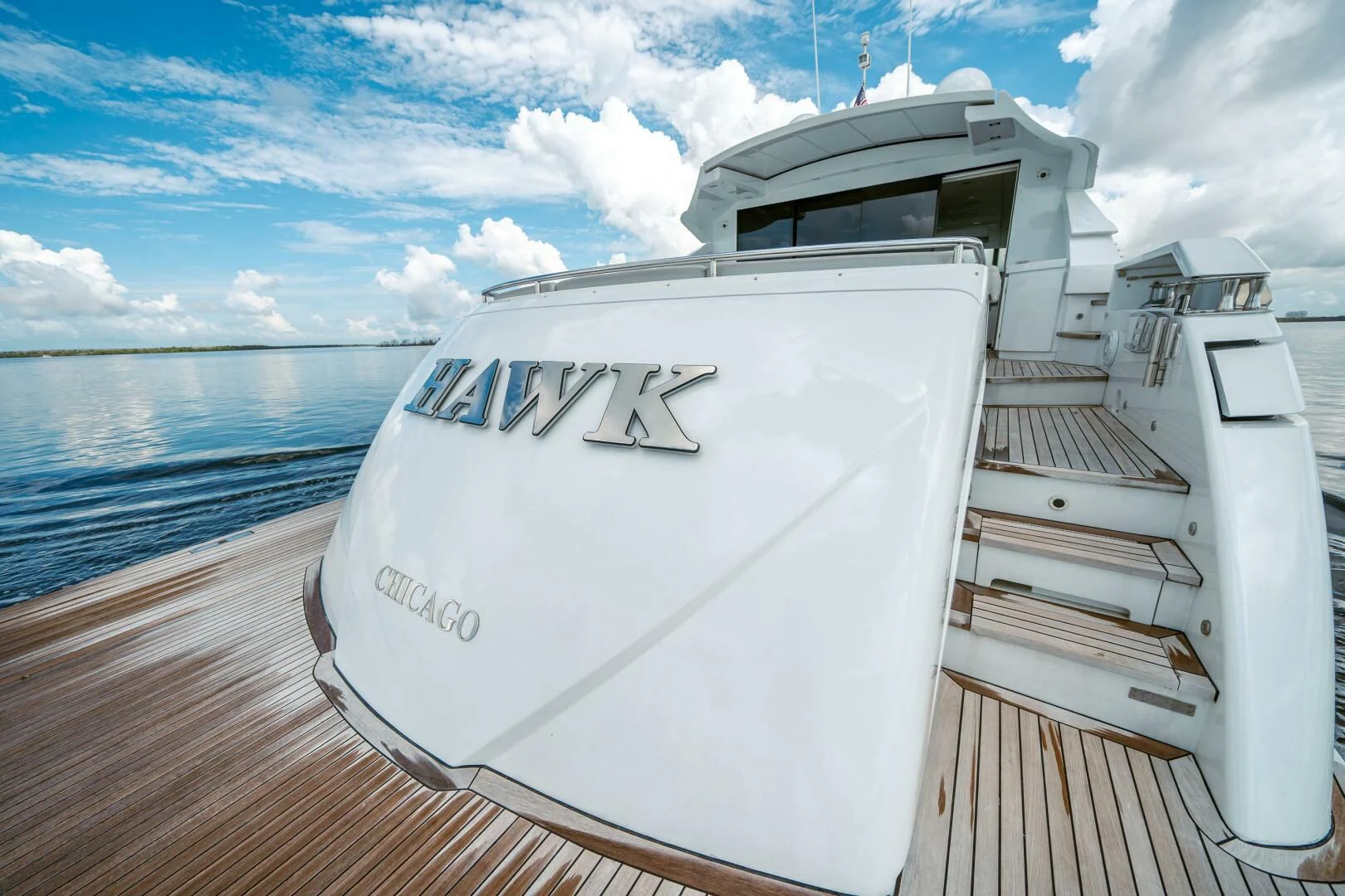 a boat on a deck aboard HAWK Yacht for Charter