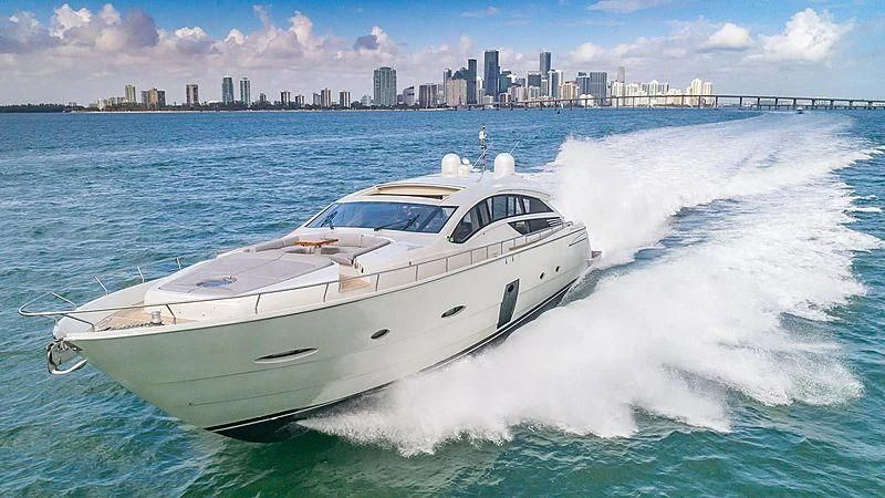 a white yacht on the water aboard HAWK Yacht for Charter