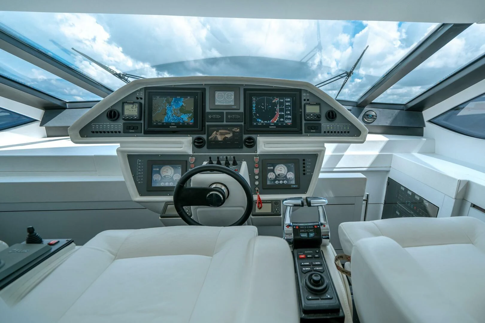 the inside of a car aboard HAWK Yacht for Charter