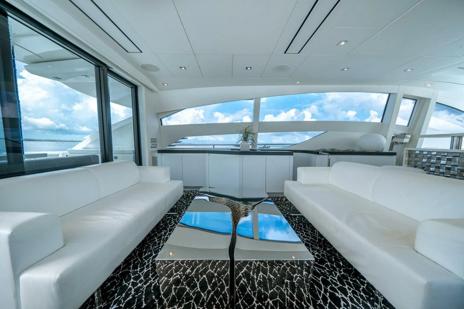 inside of a car aboard HAWK Yacht for Charter