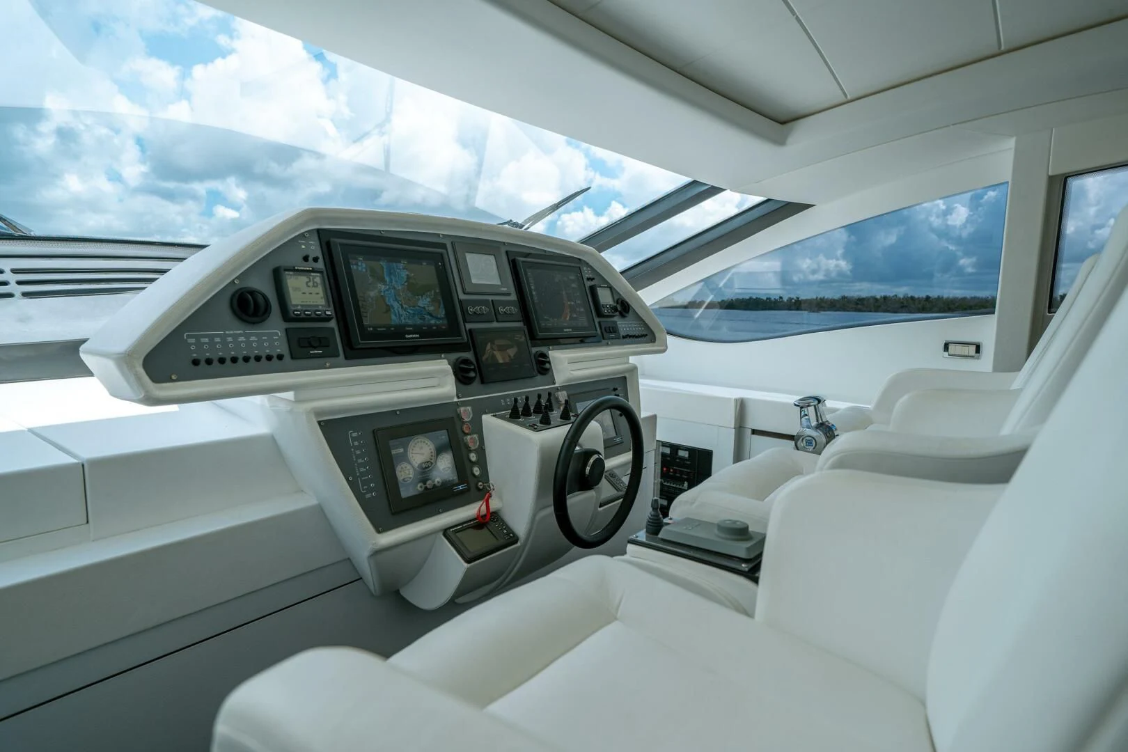 a car with a screen and a screen on the back aboard HAWK Yacht for Charter