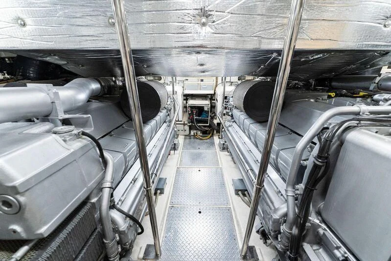 a room with metal pipes aboard HAWK Yacht for Charter