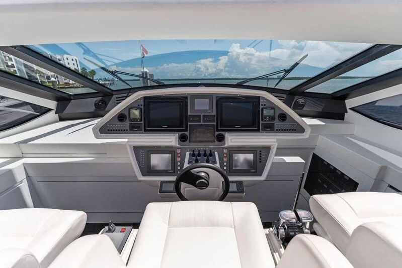 the cockpit of a plane aboard HAWK Yacht for Charter