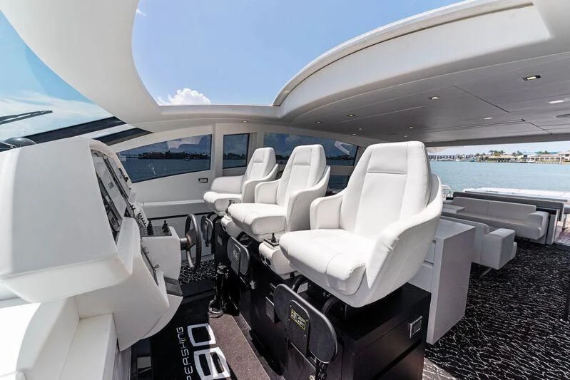 the cockpit of a plane aboard HAWK Yacht for Charter