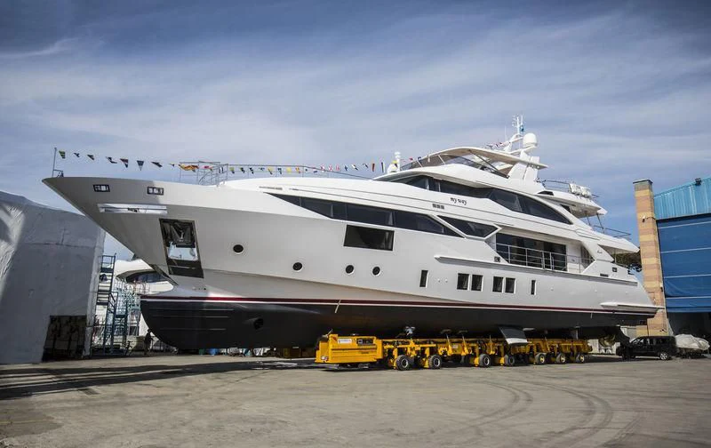 a large cruise ship docked aboard MY WAY Yacht for Sale