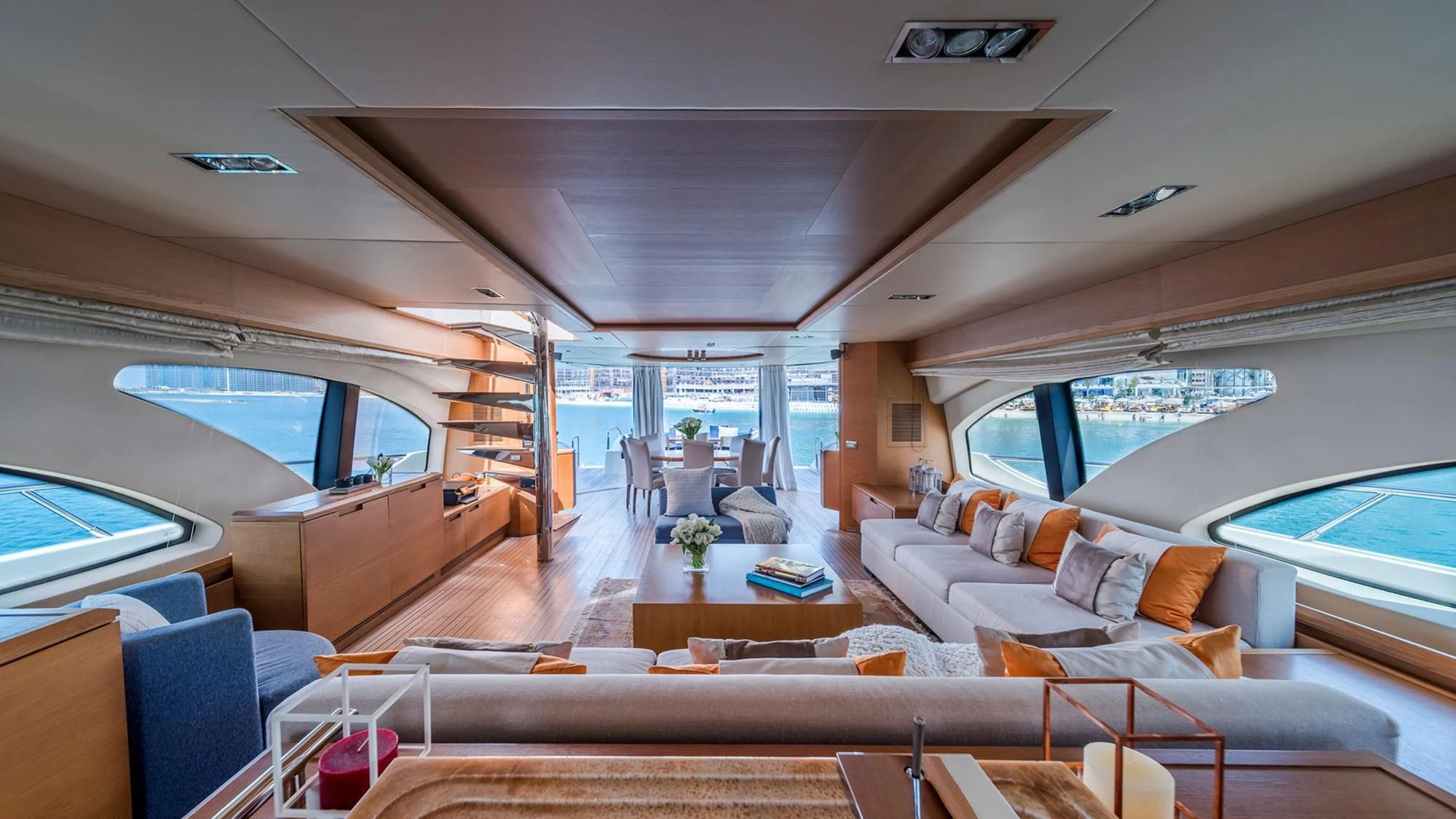 inside of a car aboard SHELLS Yacht for Sale