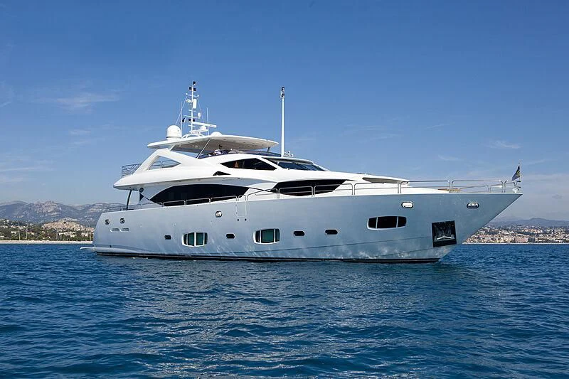 a white yacht on the water aboard SEA LA VIE Yacht for Sale