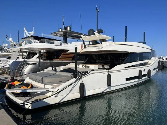 a large white boat aboard D&B Yacht for Sale