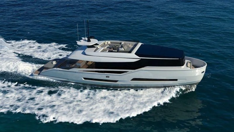 a white yacht on the water aboard D&B Yacht for Sale