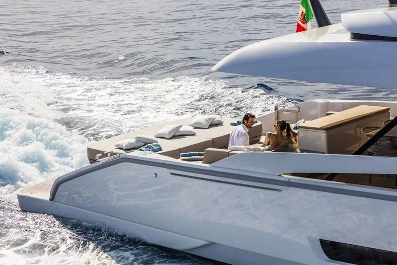 a group of people on a boat aboard D&B Yacht for Sale
