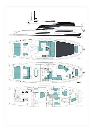 diagram, engineering drawing aboard D&B Yacht for Sale