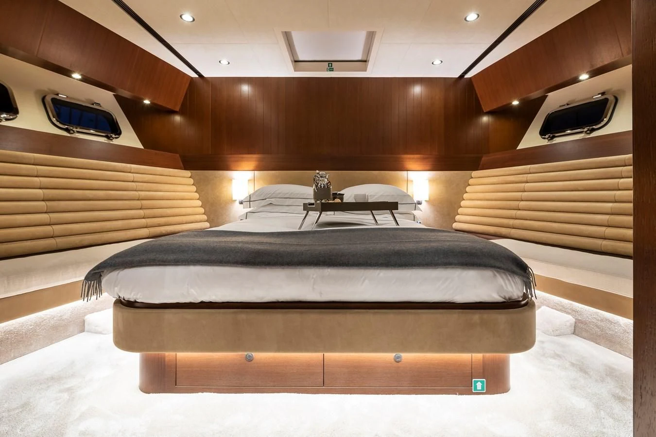 a room with a bed and a window aboard ONE DAY Yacht for Sale
