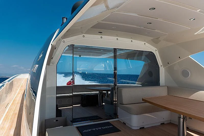 a boat with a large glass window aboard ONE DAY Yacht for Sale