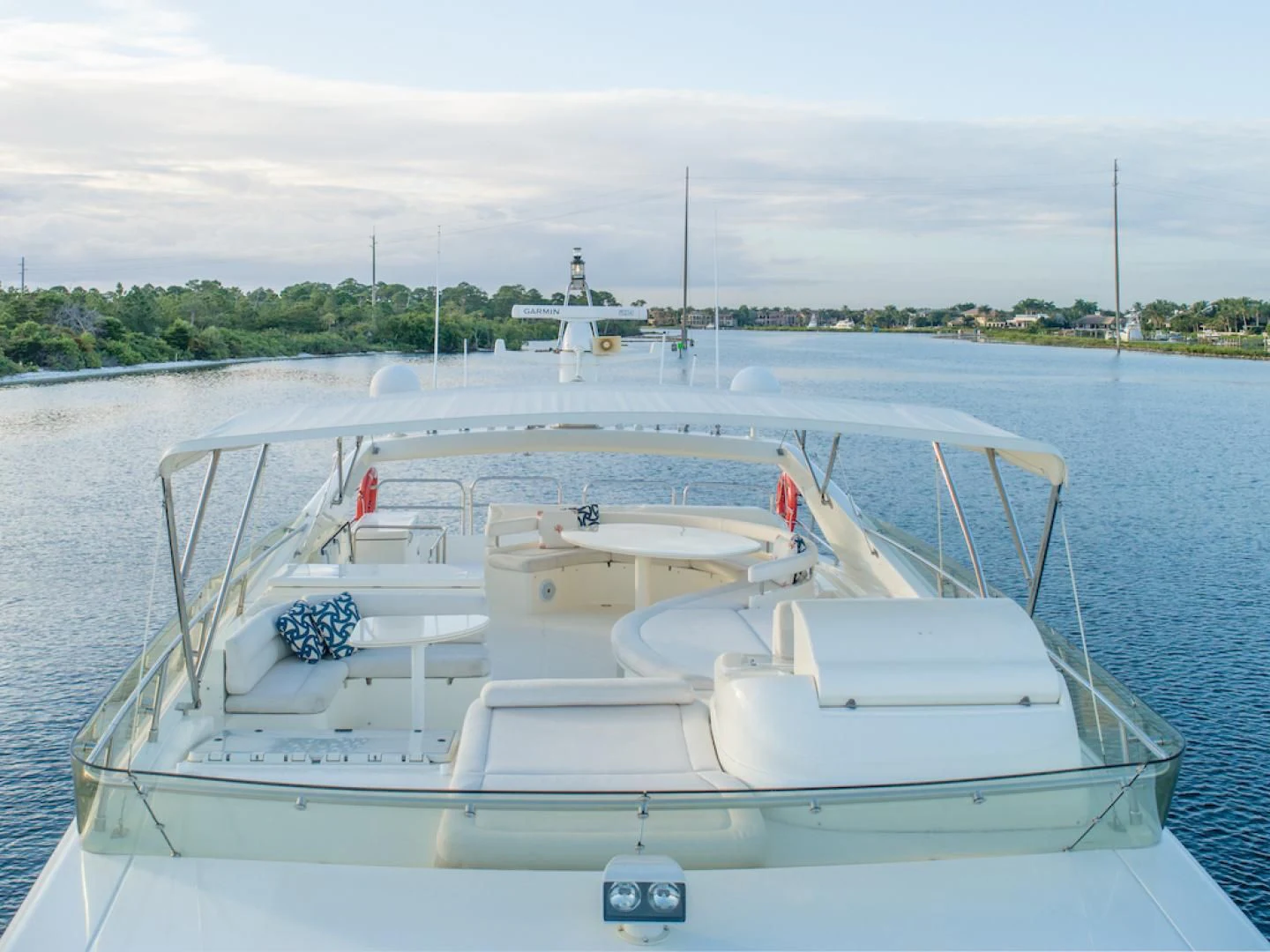 a white boat on the water aboard SEA PAL Yacht for Sale