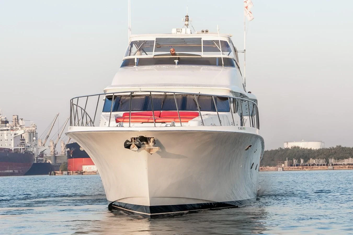 a large white boat in the water aboard SELF MADE Yacht for Sale