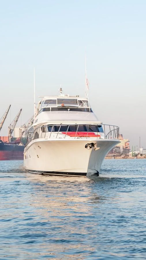 a large white boat in the water aboard SELF MADE Yacht for Sale