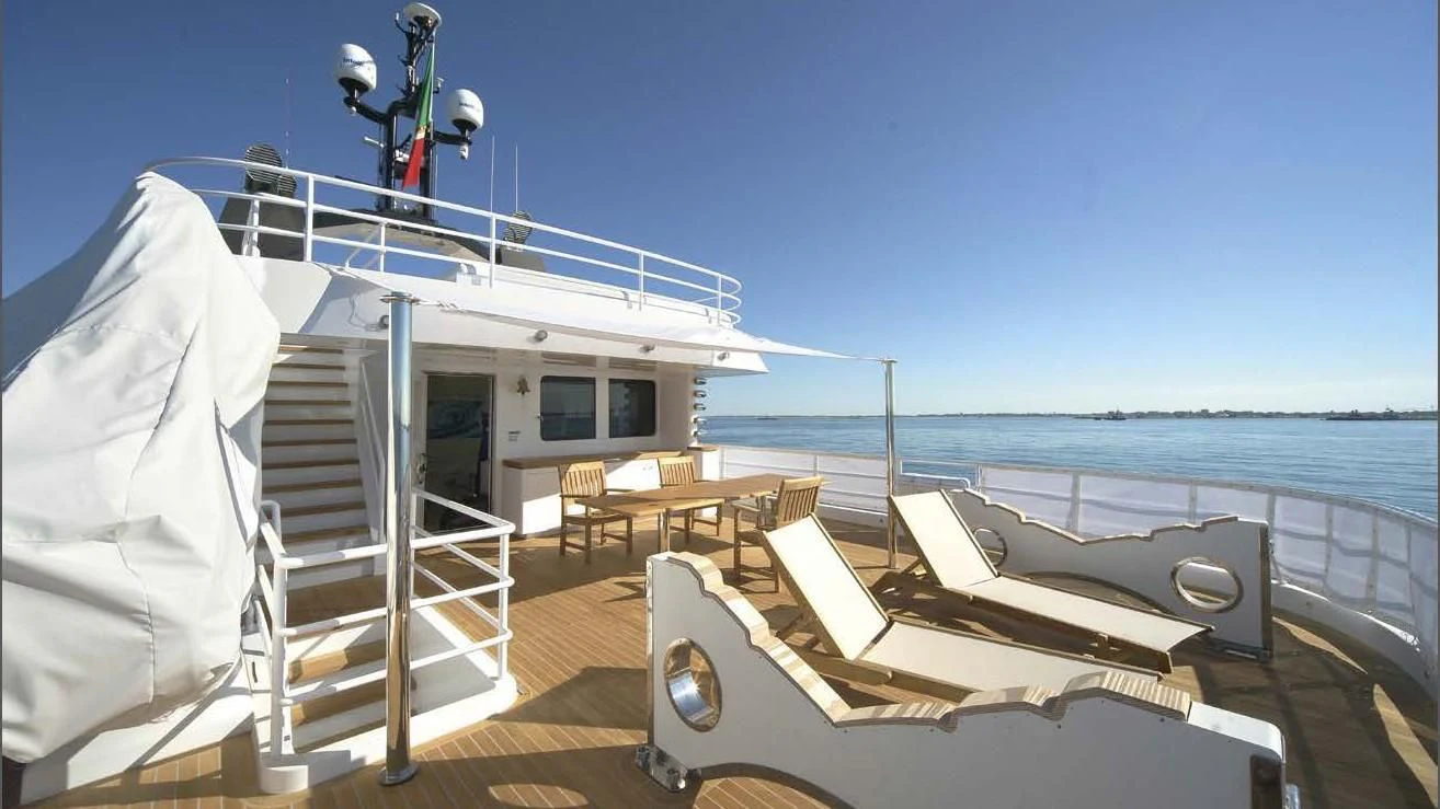 a boat on a deck aboard OCEAN KING 88 Yacht for Sale