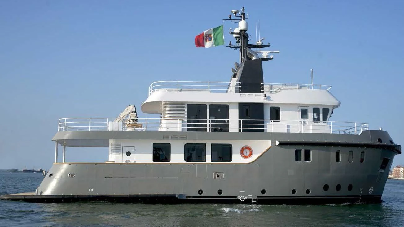 a large white ship aboard OCEAN KING 88 Yacht for Sale