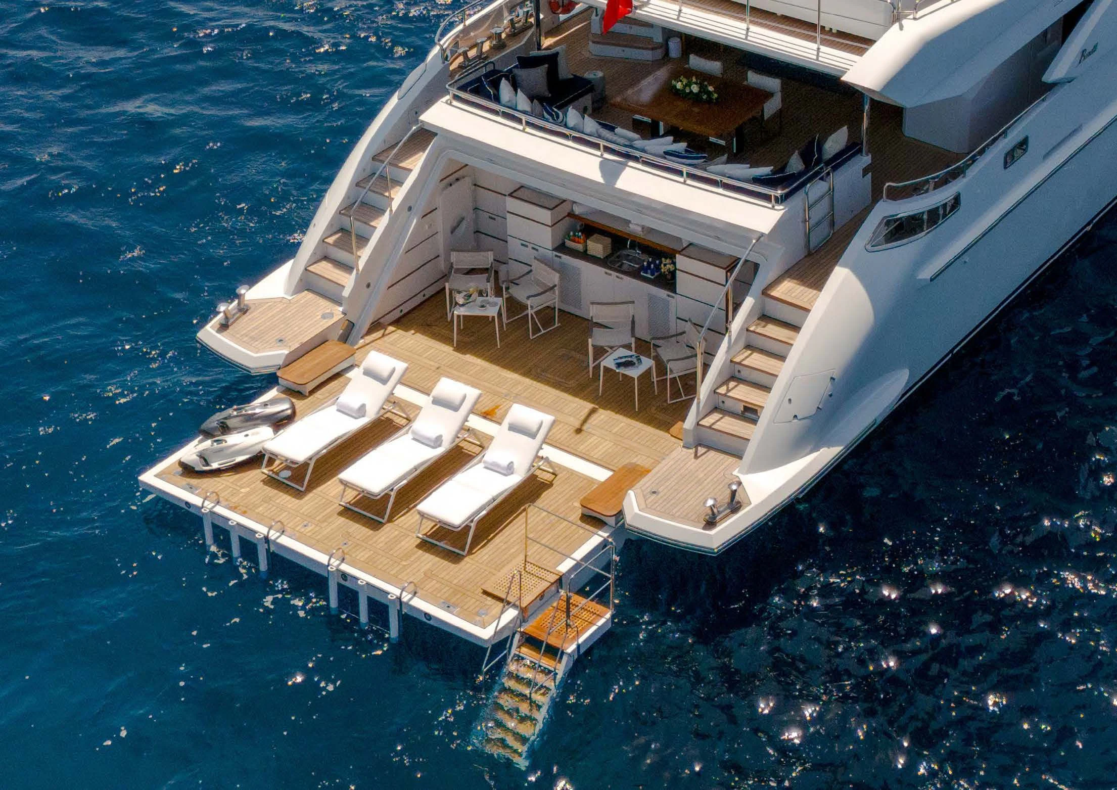 a large cruise ship docked aboard NEW WAVES Yacht for Sale