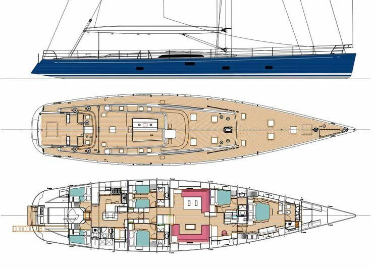 a model of a ship aboard MRS SEVEN Yacht for Sale