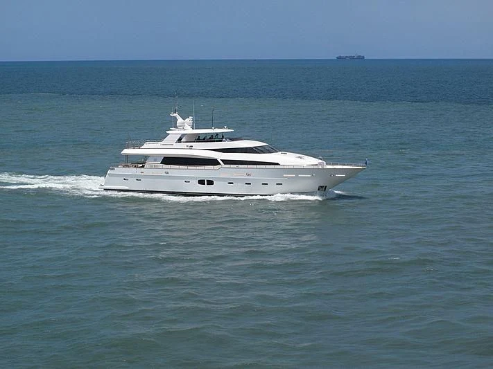 a white boat in the water aboard BW Yacht for Sale
