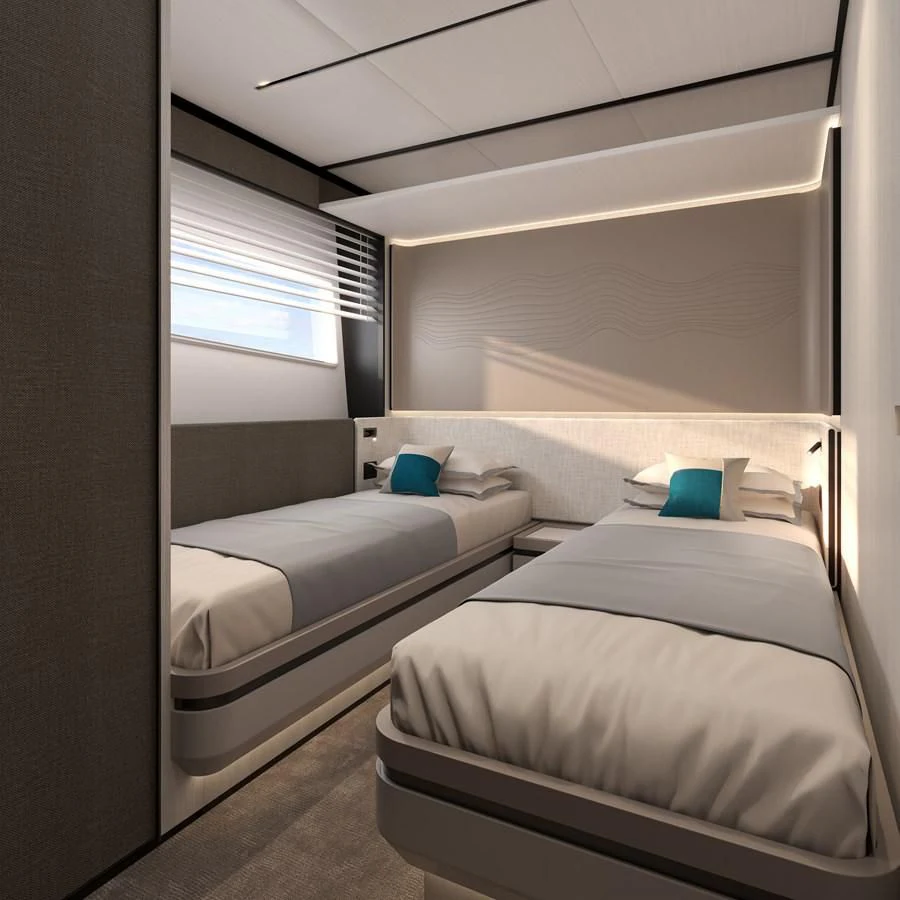 a room with two beds aboard ALKHADRA Yacht for Charter