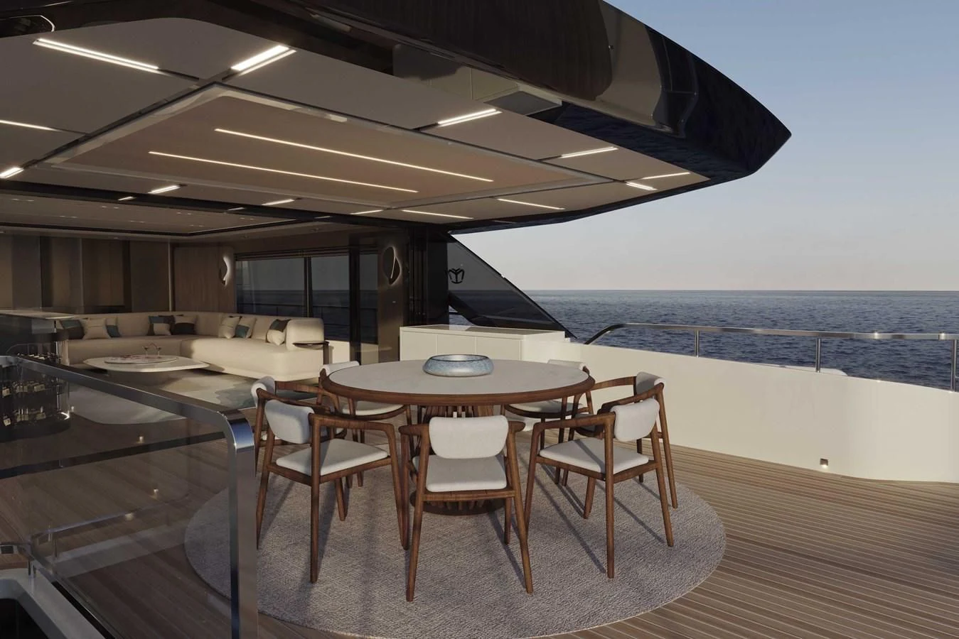 a room with a table and chairs aboard ALKHADRA Yacht for Charter
