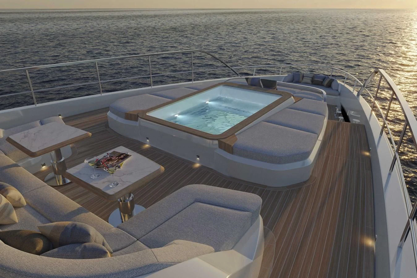 a large swimming pool on a boat aboard ALKHADRA Yacht for Charter