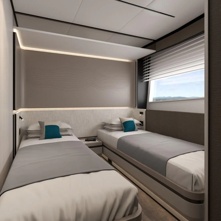 a room with two beds aboard ALKHADRA Yacht for Charter