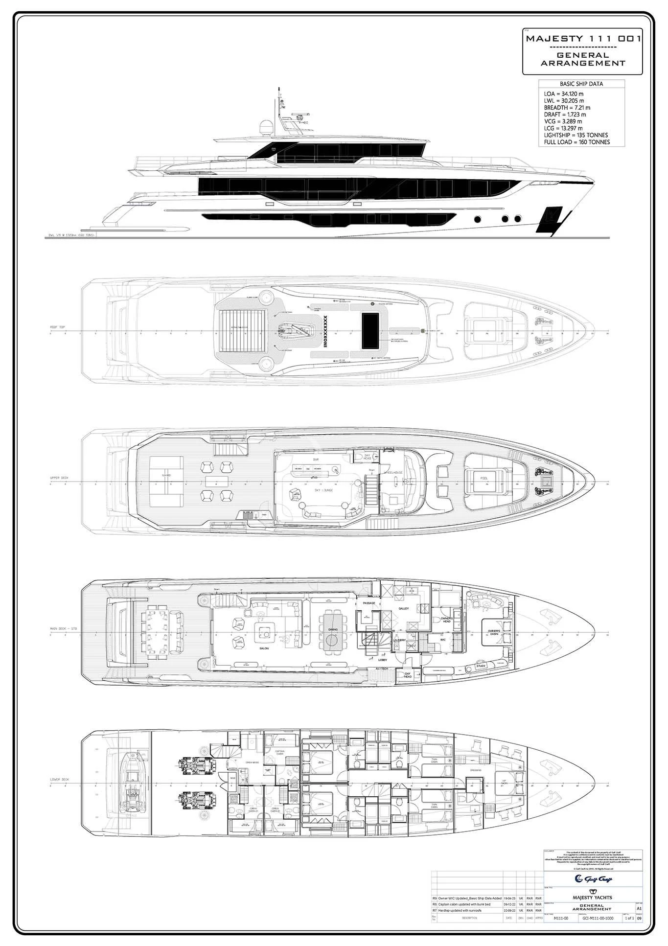 diagram, engineering drawing aboard ALKHADRA Yacht for Charter