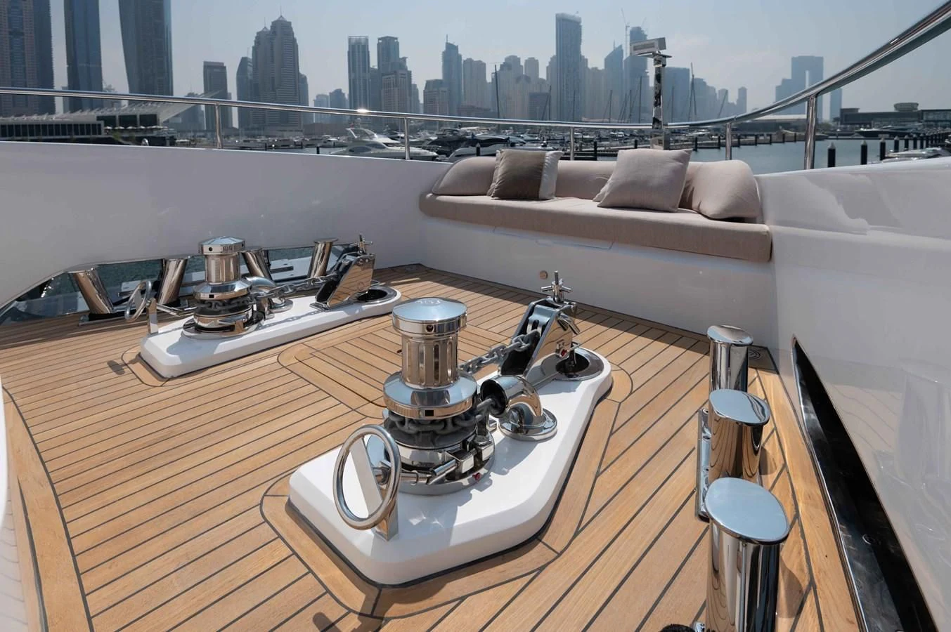 a room with a couch and a table with a coffee maker on it aboard ALKHADRA Yacht for Charter