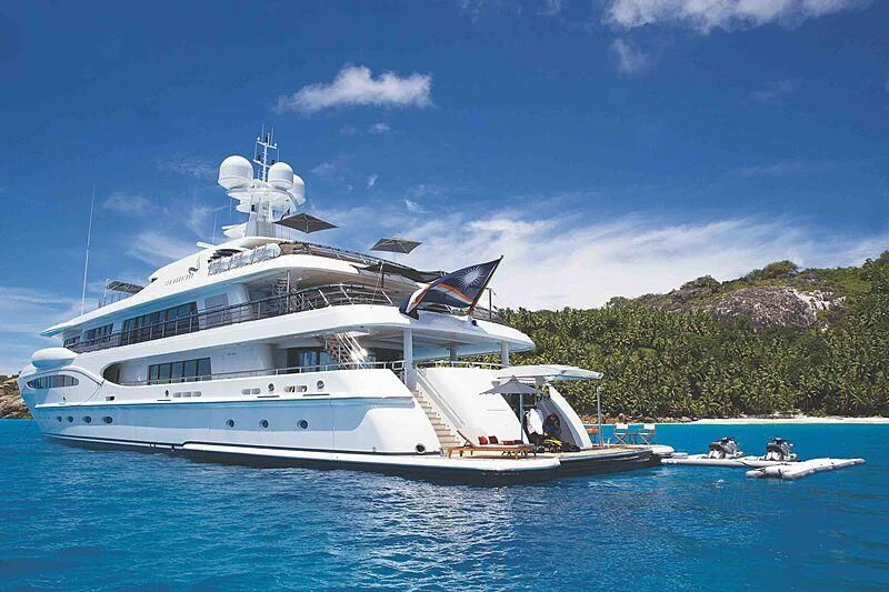 a large white boat in the water aboard SEA RHAPSODY Yacht for Sale