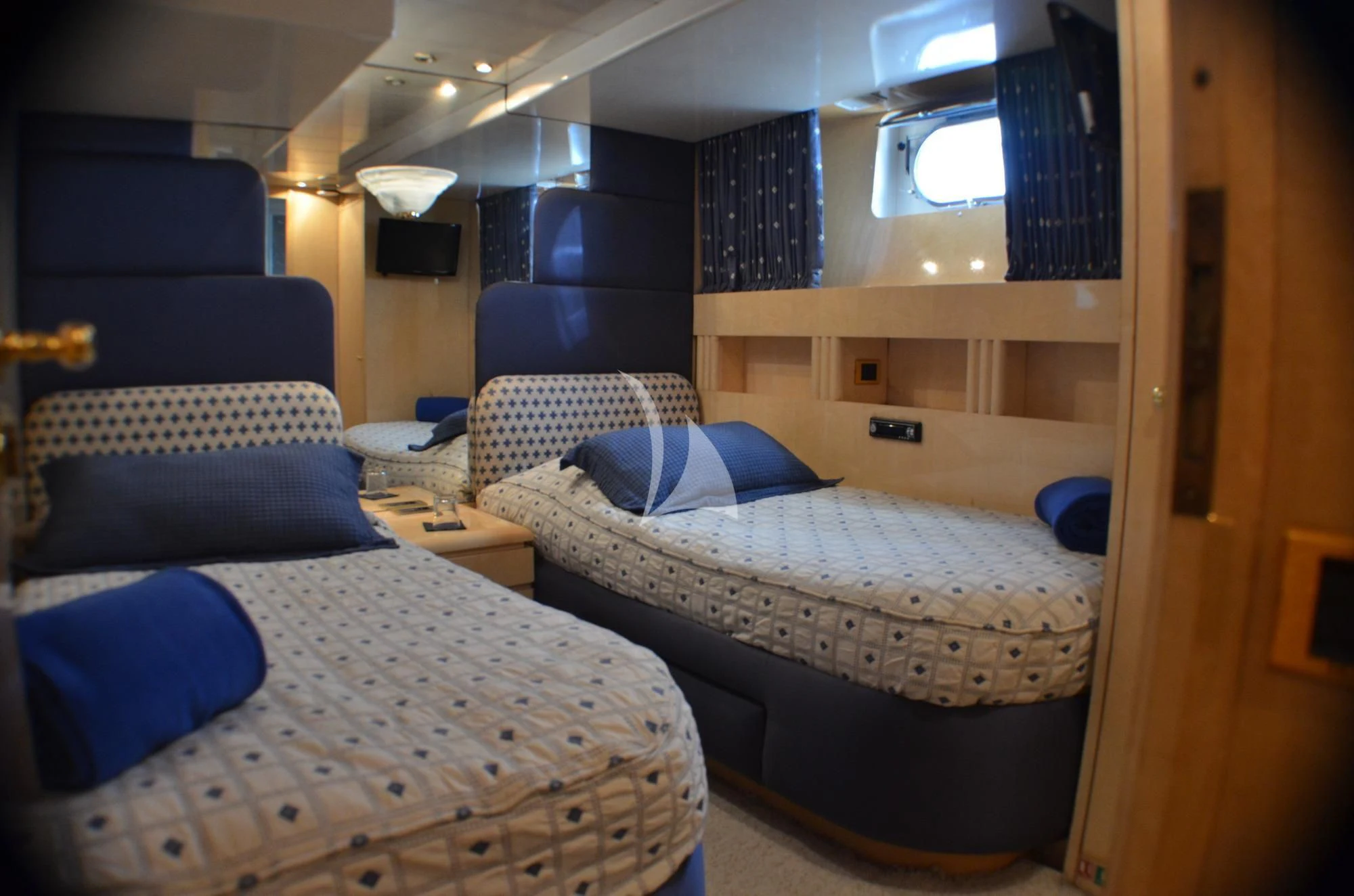 a room with bunk beds aboard MISS CANDY Yacht for Charter
