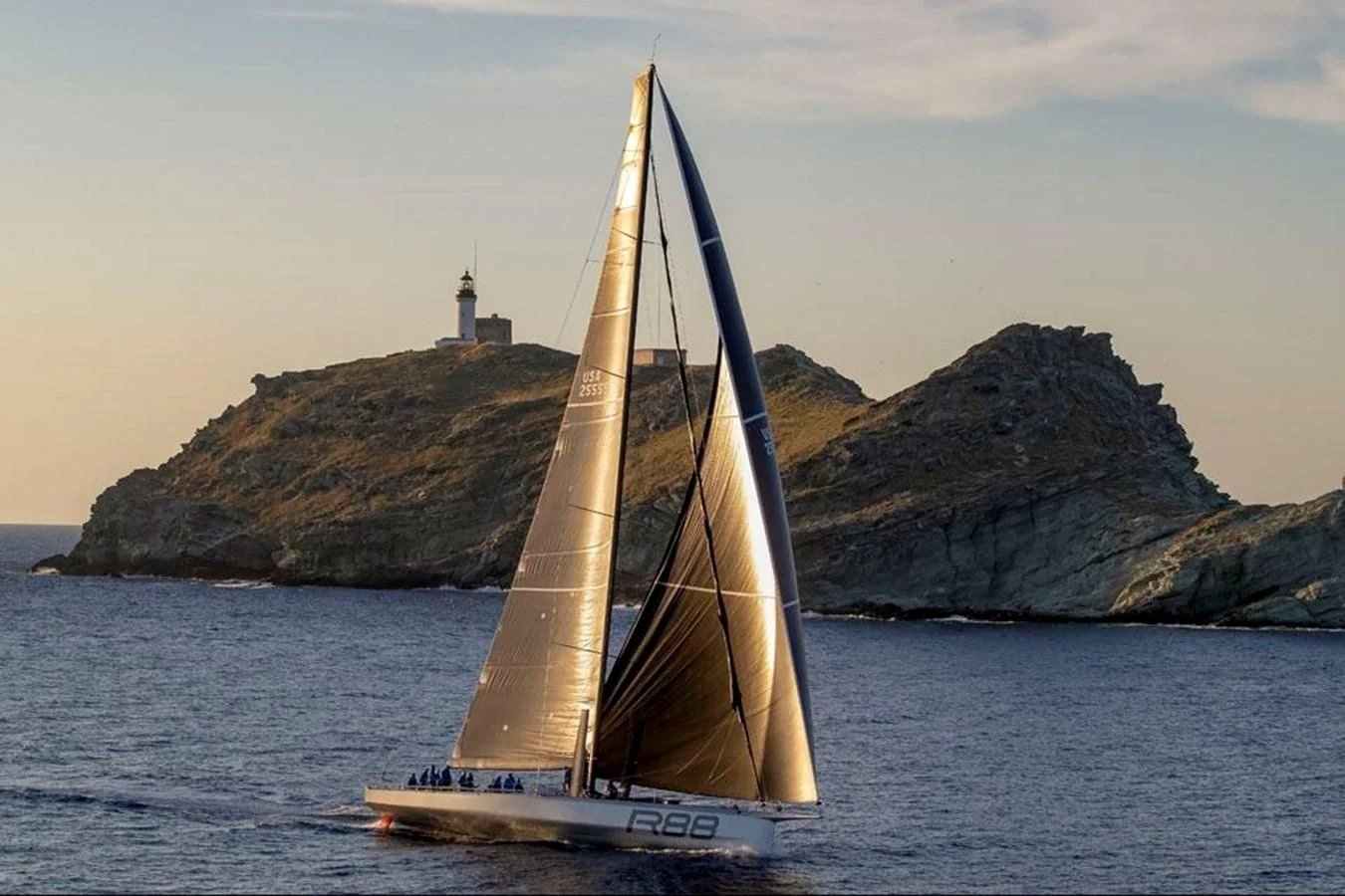 a sailboat on the water aboard LUCKY Yacht for Sale