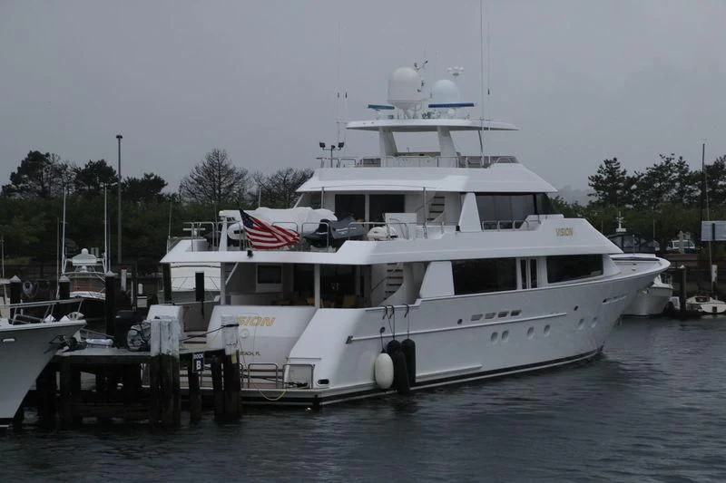a boat docked at a pier aboard VIZIATA Yacht for Sale
