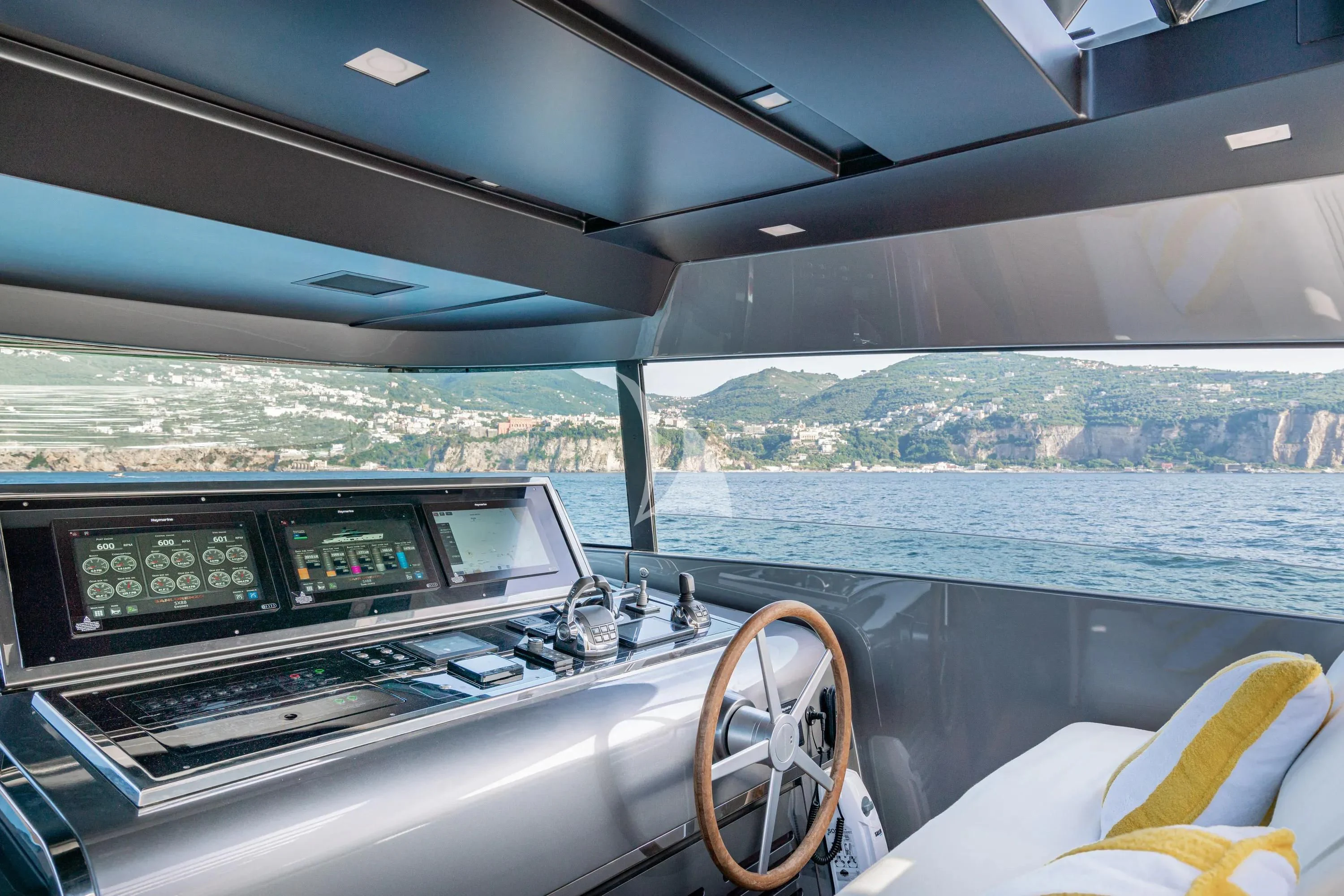 inside of a plane aboard DANIDA Yacht for Charter