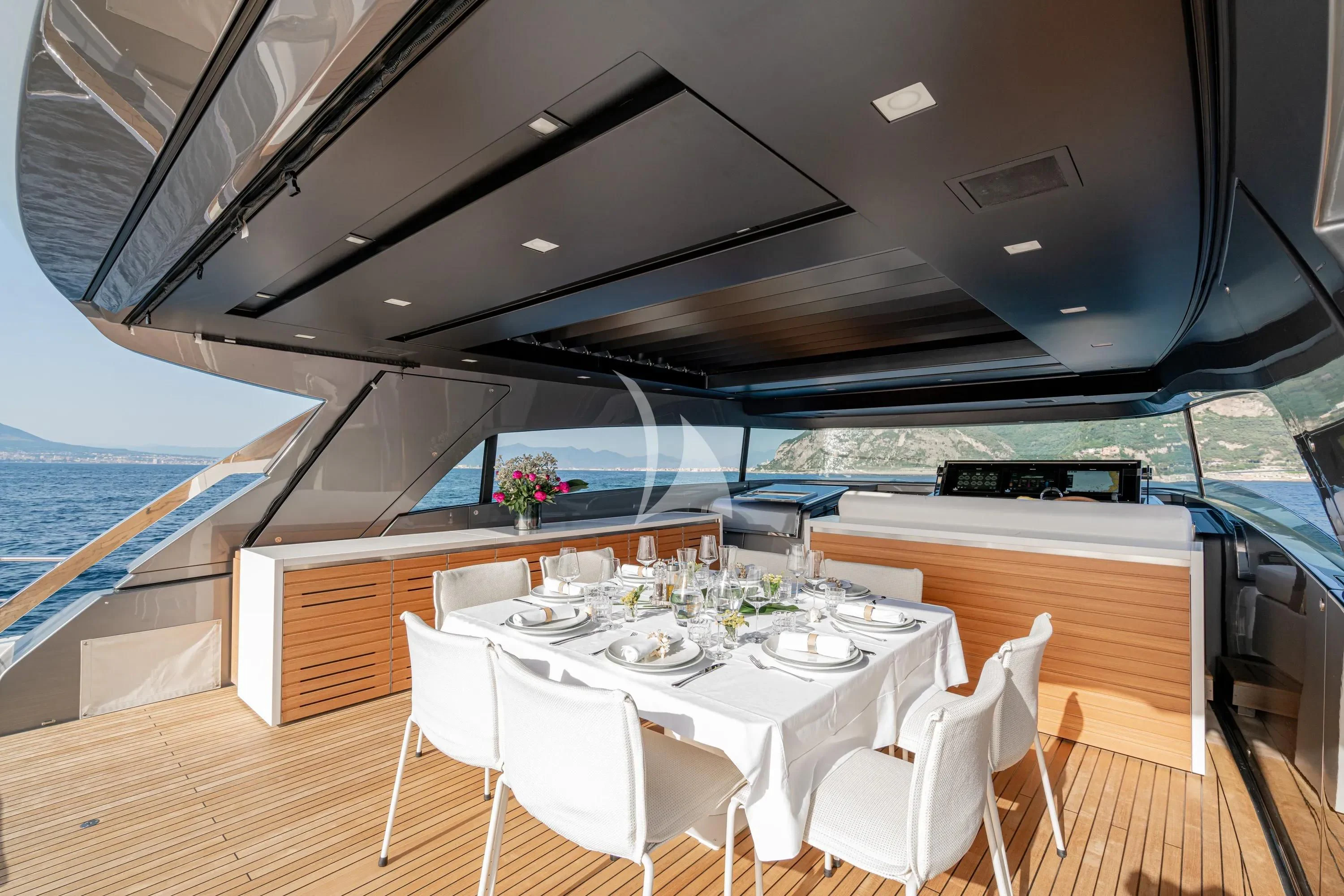 a table set for a meal aboard DANIDA Yacht for Charter