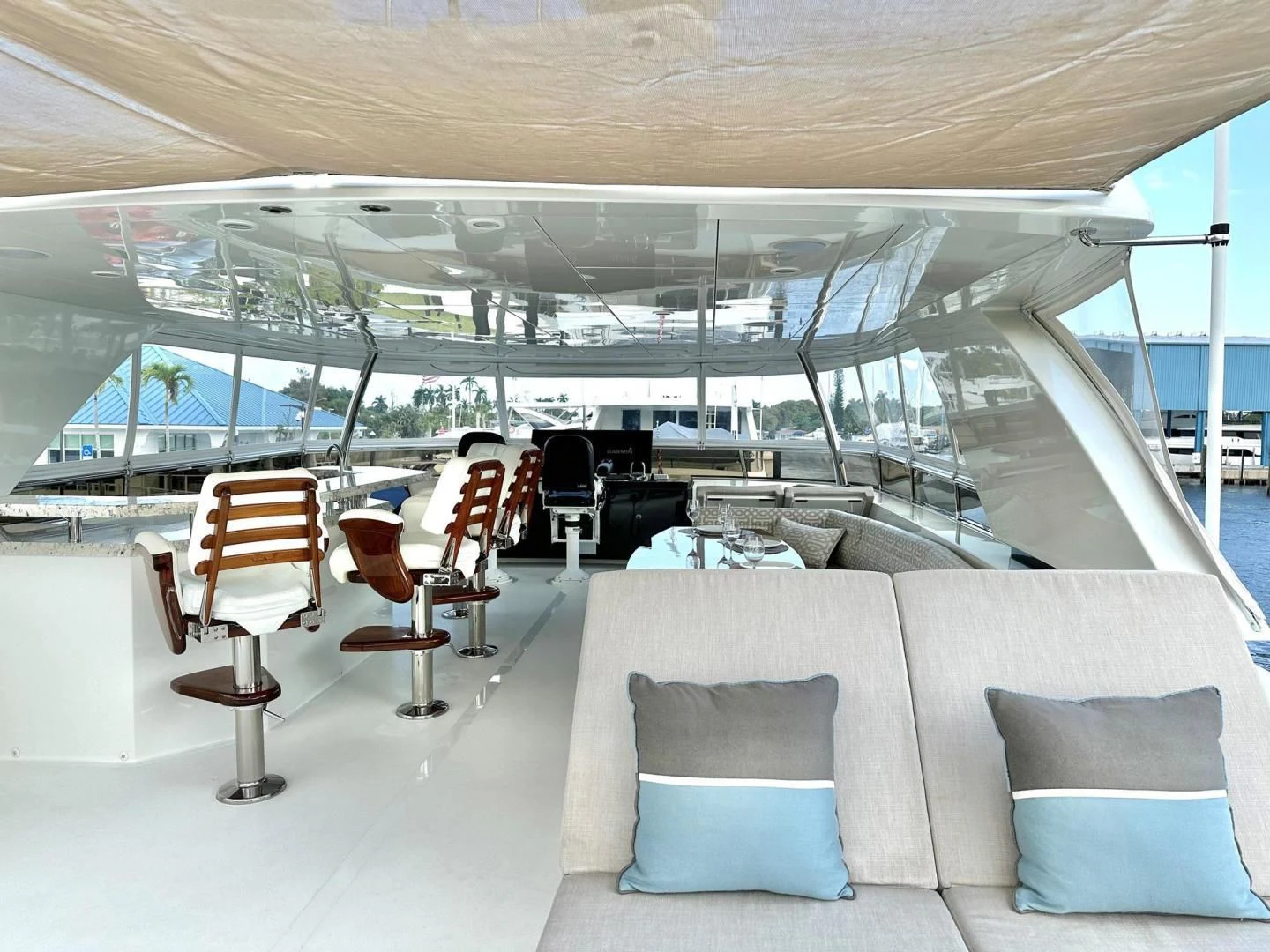 a room with a couch and chairs aboard CRUMDALE Yacht for Sale