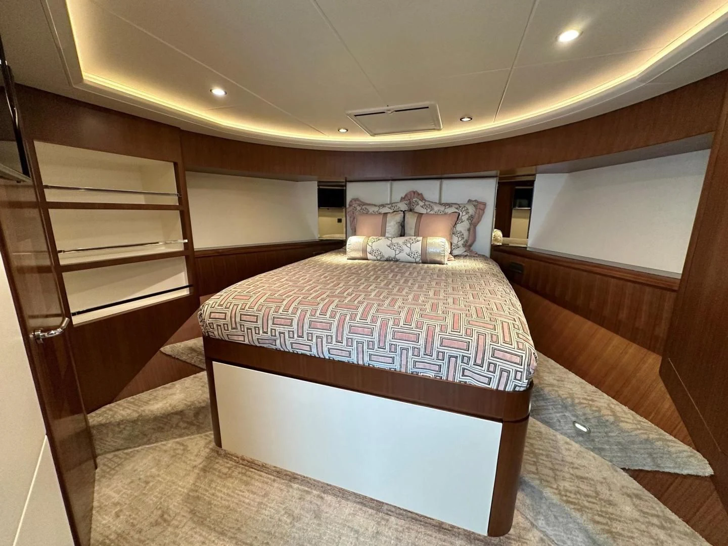 a bed in a room aboard CRUMDALE Yacht for Sale