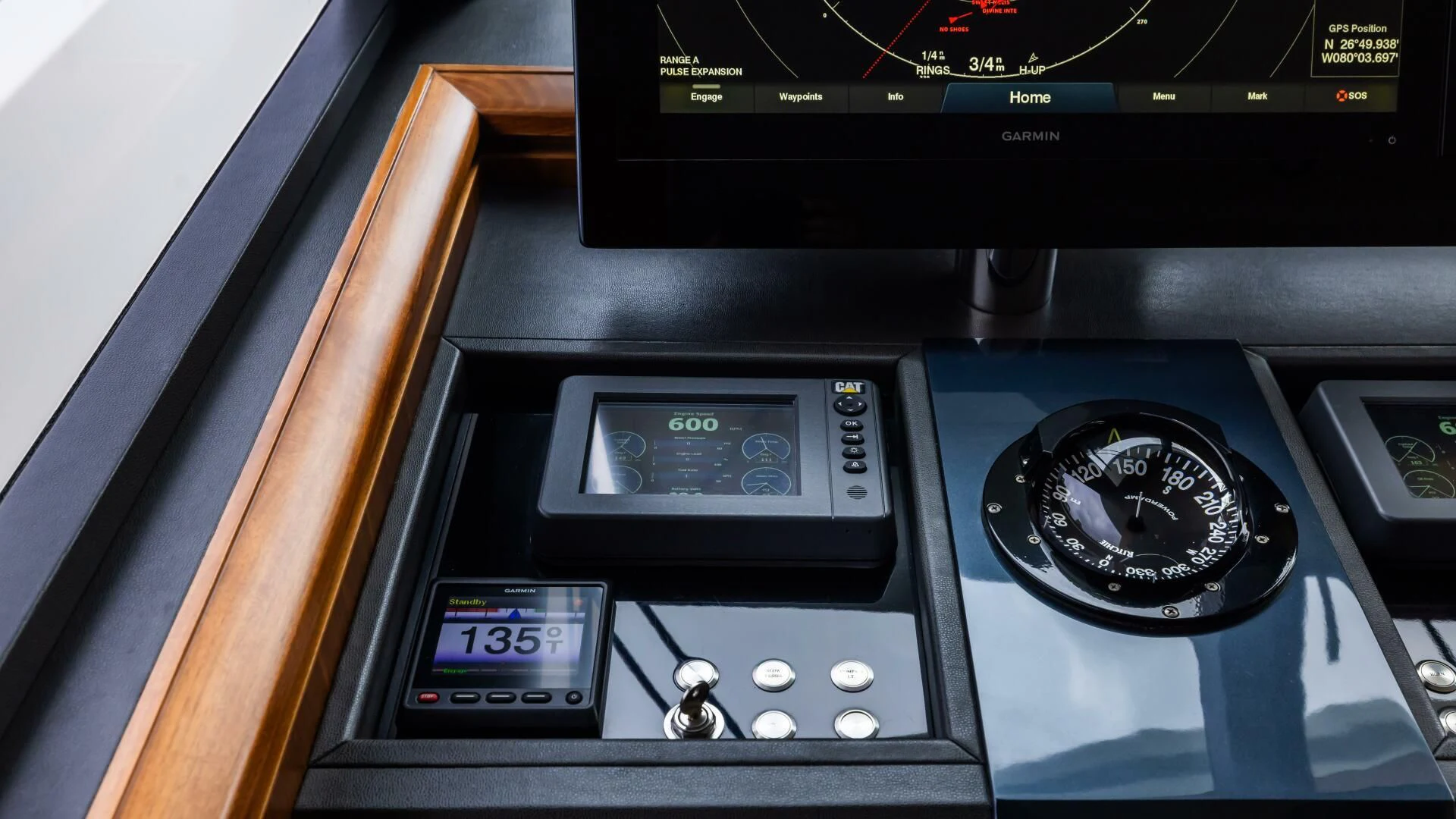 a close-up of a car stereo aboard CRUMDALE Yacht for Sale