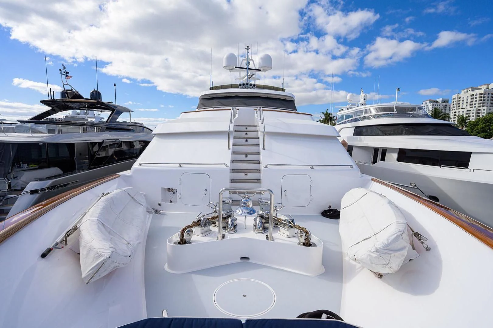a group of boats in a harbor aboard LEGACY Yacht for Sale