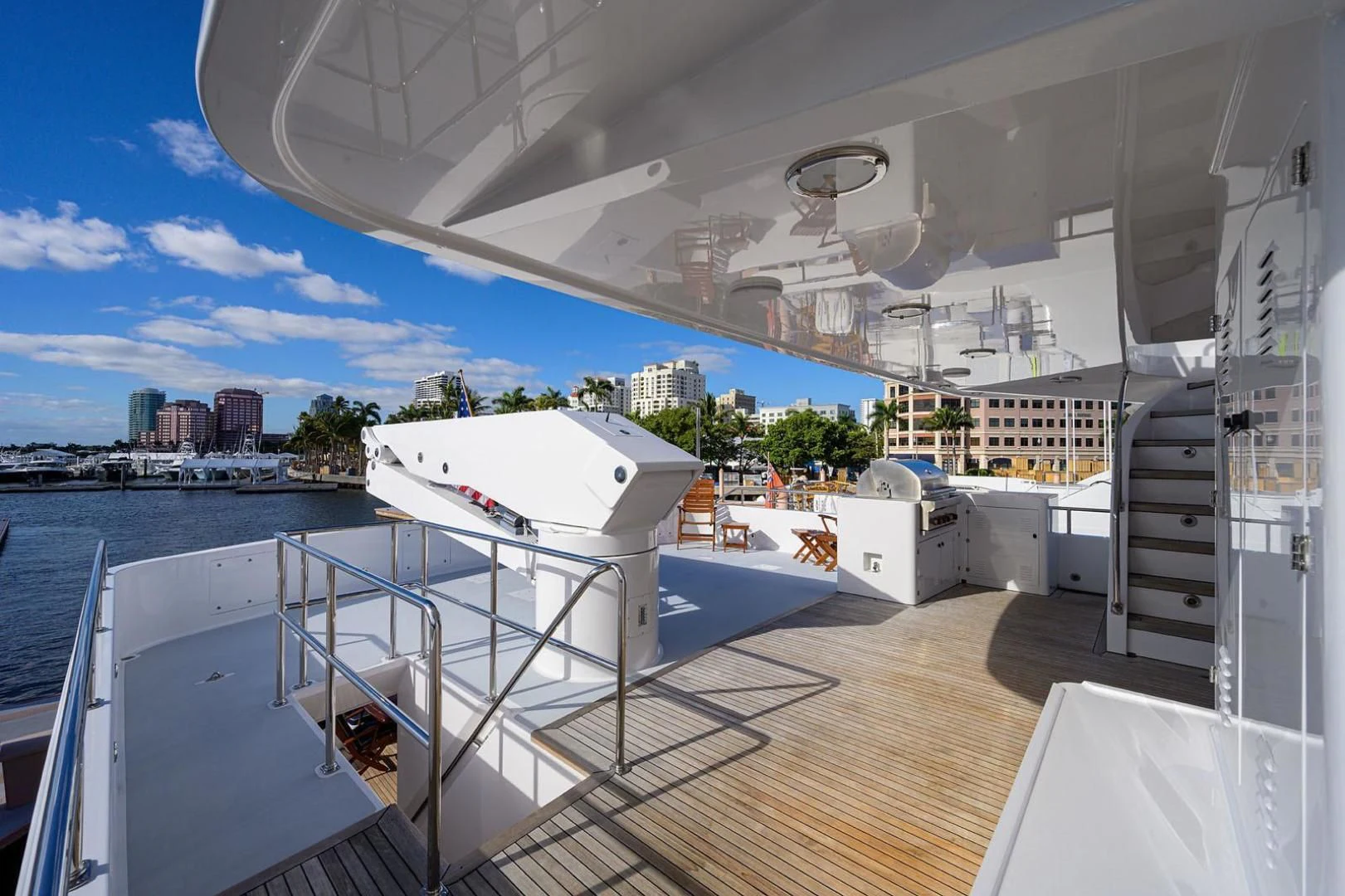 a boat on a deck aboard LEGACY Yacht for Sale