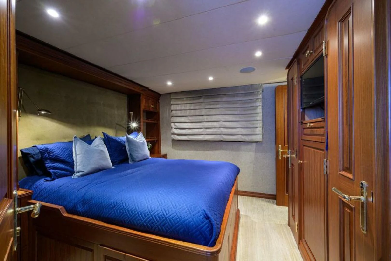 a bed in a cabin aboard LEGACY Yacht for Sale