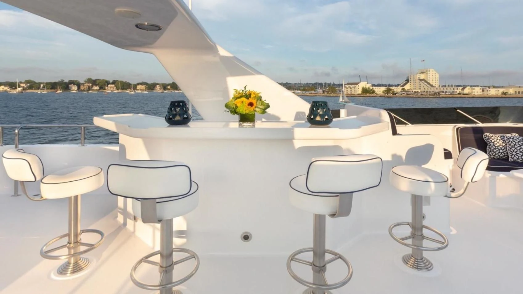 a table with chairs around it aboard LEGACY Yacht for Sale