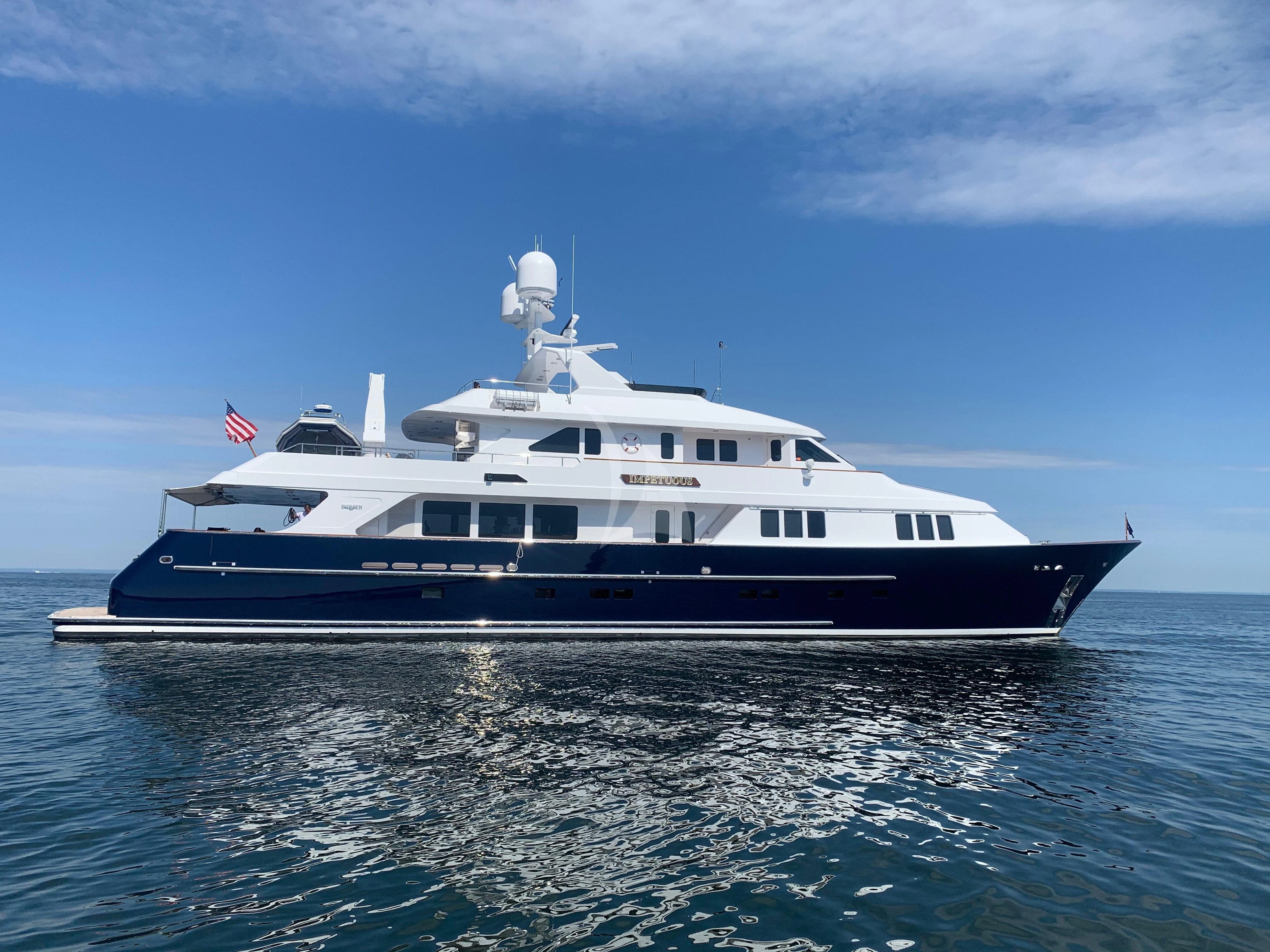 a large boat in the water aboard LEGACY Yacht for Sale