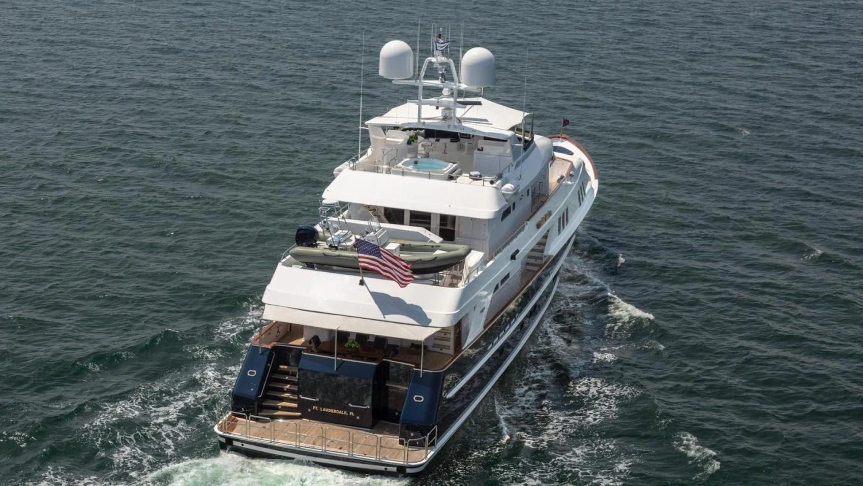 a ship sailing on the sea aboard LEGACY Yacht for Sale