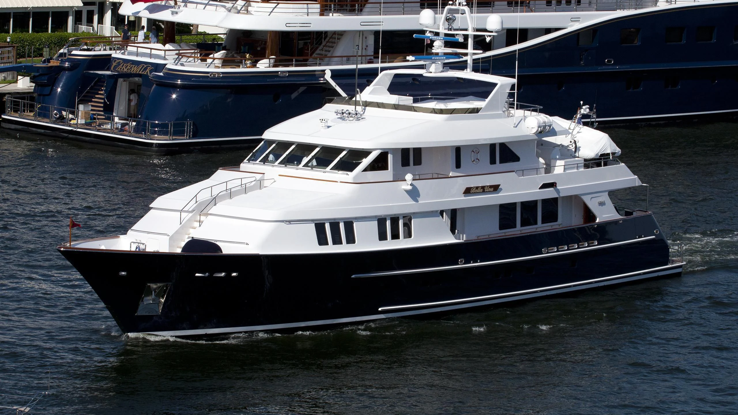 a large white boat aboard LEGACY Yacht for Sale