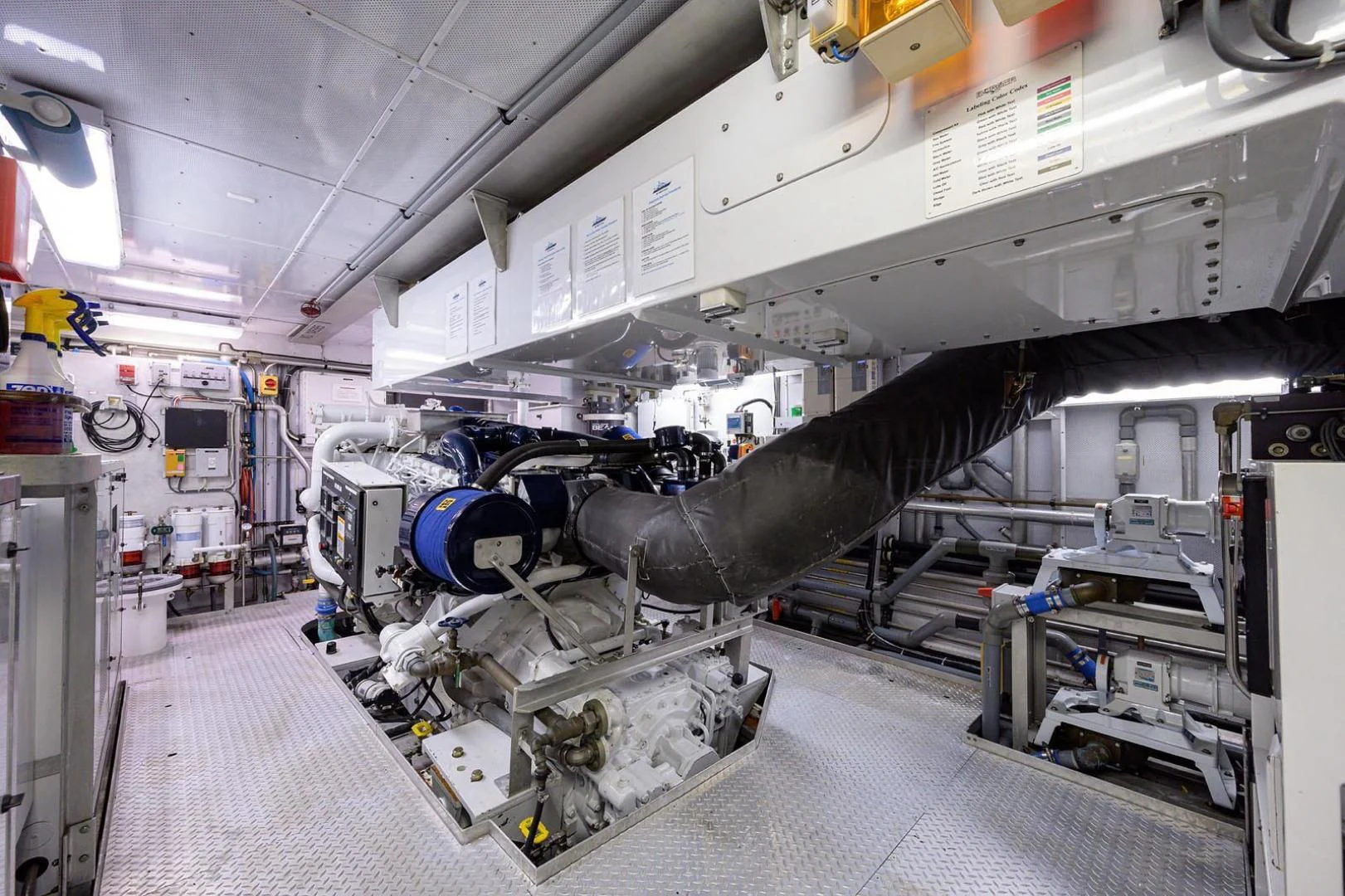 a large metal machine in a factory aboard LEGACY Yacht for Sale