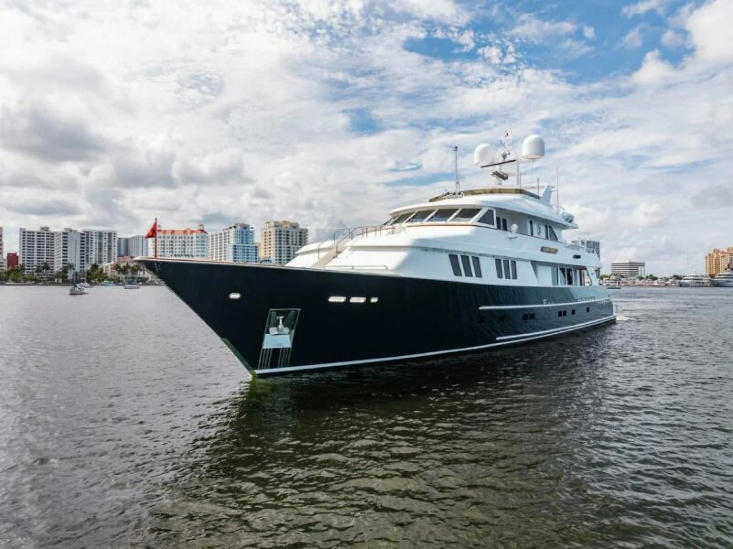 a large boat in the water aboard LEGACY Yacht for Sale